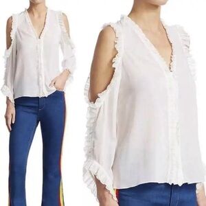 Alice + Olivia Cream Cold Shoulder Blouse